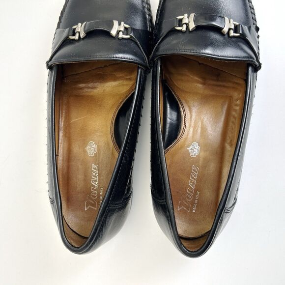 VOLARE by Carlo Leoni Bit Loafers Mens Sz 10.5 Black Leather Made Italy VTG 70s main image 5